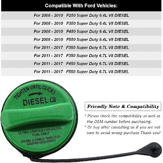 Rldym FC1068 8C3Z-9030-C Gas Cap Fuel Cap For 2008- Ford F250 F350 F450 F550 Super Duty 6.4L 6.7L Diesel Fuel Cap
