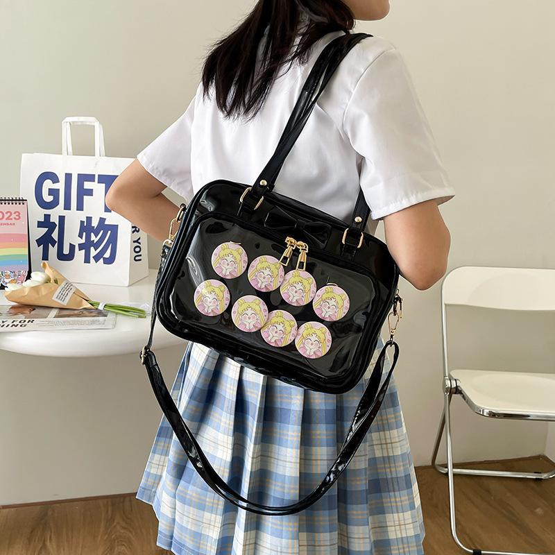 Kawaii Patent Leather Handbags Women Transparent PVC Itabag Women Tote Bag New Japanese Shoulder Bag Women Small JK Bag Ita Bag