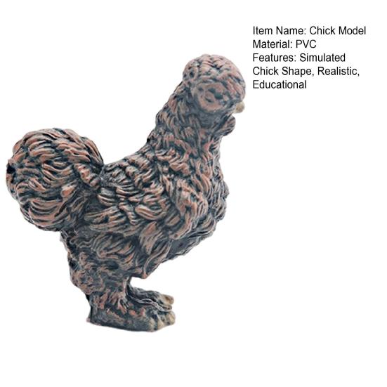 Simulated Chick Model PVC Corncrake Black White Rooster Polish Chickens Figurine Statue Sculpture Decoration Ornament Kids Educational
