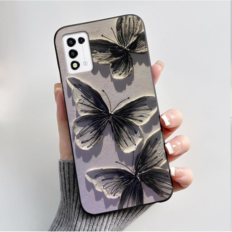 Phone Case For ZTE Libero 5G III A202ZT / Libero 5G II A103ZT Casing Fashion Butterfly Flower Black Soft TPU Case Silicone Cover