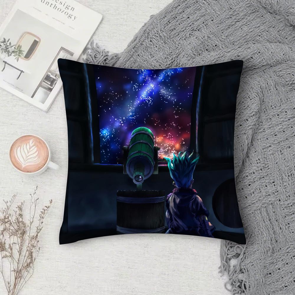 Anime DDrSSTONE Pillow Case Square DoubleSided Printing Short Plush Sofa Cushion Cover Bedroom Bedside Pillow