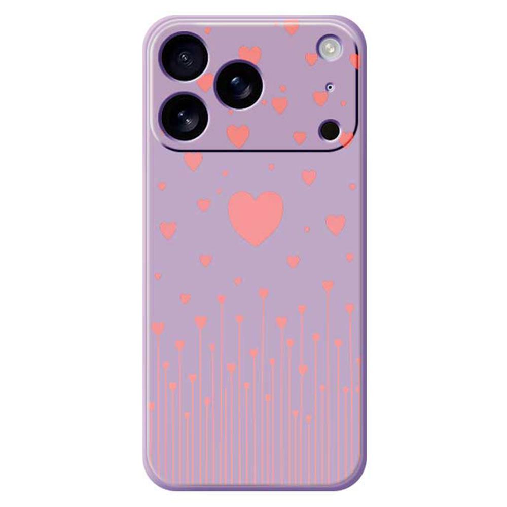 For iPhone 17 Pro Case Pink Love Pattern Printing Straight Edge TPU Phone Back Cover
