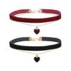 Double Layer Necklace Love Heart Pendant Choker Adjustable Clavicle Chain Charms