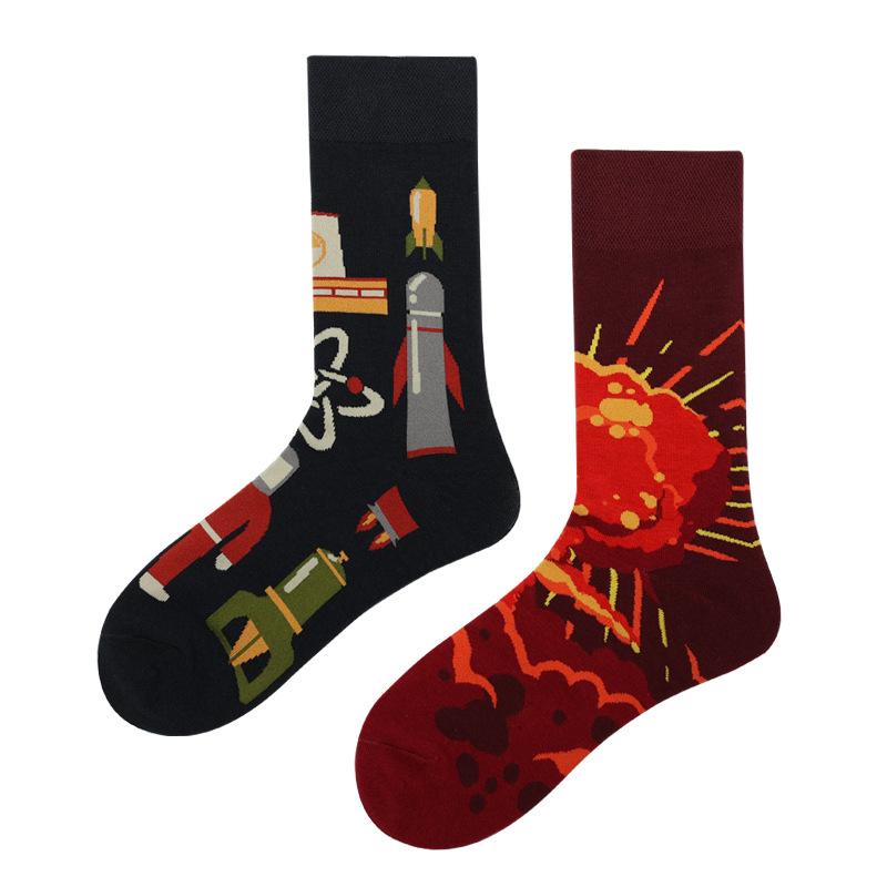 Mandarin Duck Men's and Women's Socks Original AB Trendy Socks Medium High Tube Socks Flower Fruit Animal Cartoon Cotton Socks