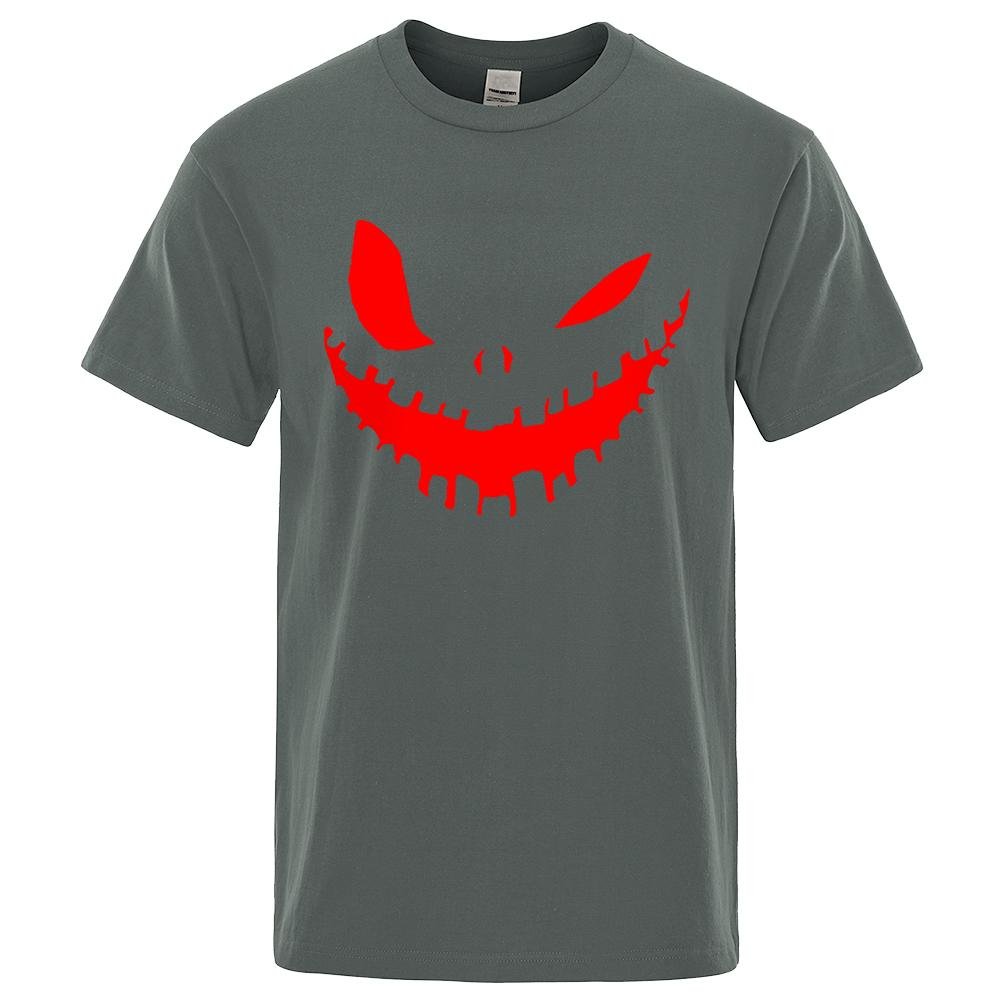 Terrifying Cartoon Demon Smile Print Clothing Men Women High Quality T-Shirt Summer Cotton T-Shirts Oversized Loose Tops Couple
