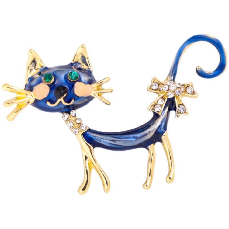 3 Kolory Kreatywne Modne Urocze Koty Kryształowe Broszki Szpilki Dla Kobiet Dziewczyn Emaliowane Odznaki Zwierzęce Słodkie Ubrania Płaszcz Biżuteria Szpilka