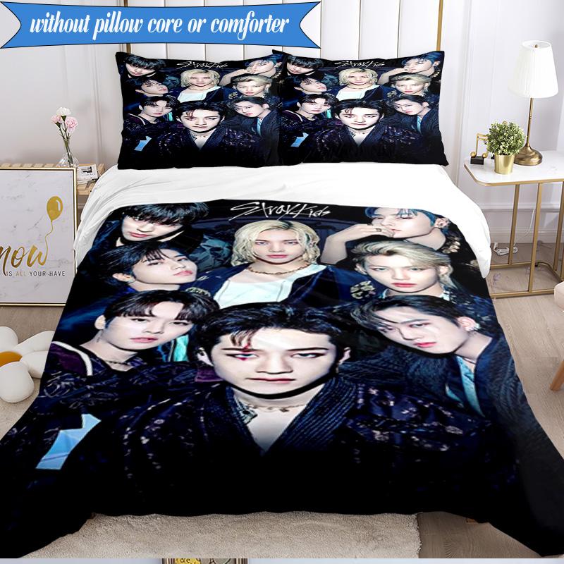K-pop Group Stray 3pcs K-pop Music Group Bedding set,Ideal for Bedroom, Dormitory,Including Duvet Cover And 2pcs Pillowcases,Fan Gifts