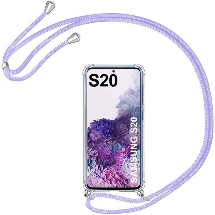 Case - Shockproof - for Samsung Galaxy S20 - Transparent - Flexible - Drawstring - Purple