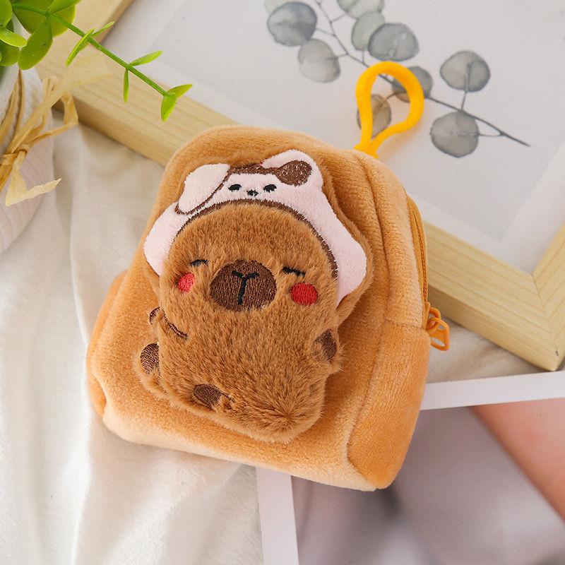 Cartoon Kapybara Coin Purse High Quality Small Gift Keychain Charm Plush Headphone Bag Charm