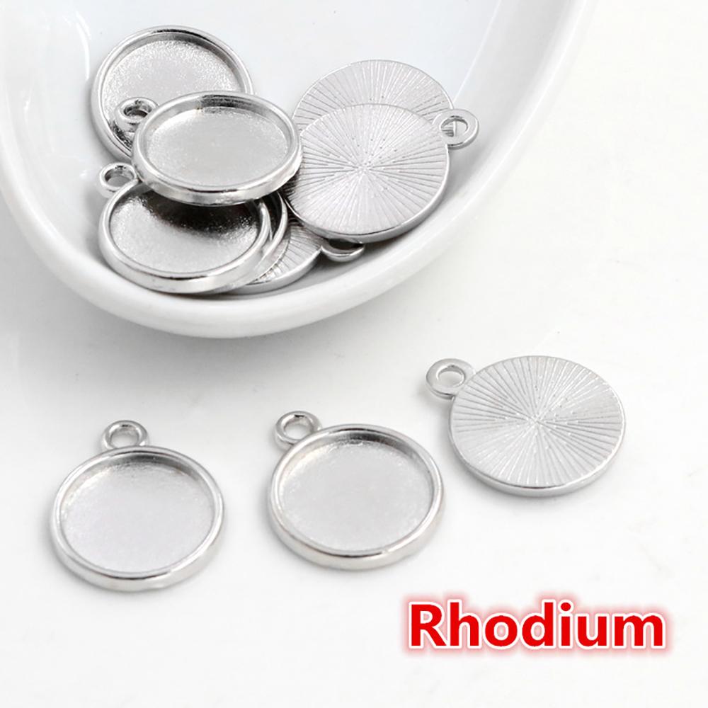 8mm 10mm 12mm Inner Size Classic 7 Color Plated One Sided Single Hanging Simple Style Cabochon Base Setting Pendant