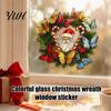 Creative Window Stickers for Home Christmas Wreath Sticker, Stained Glass Style, Removable Santa Butterfly Candy Cane Party Decor Decal, PVC