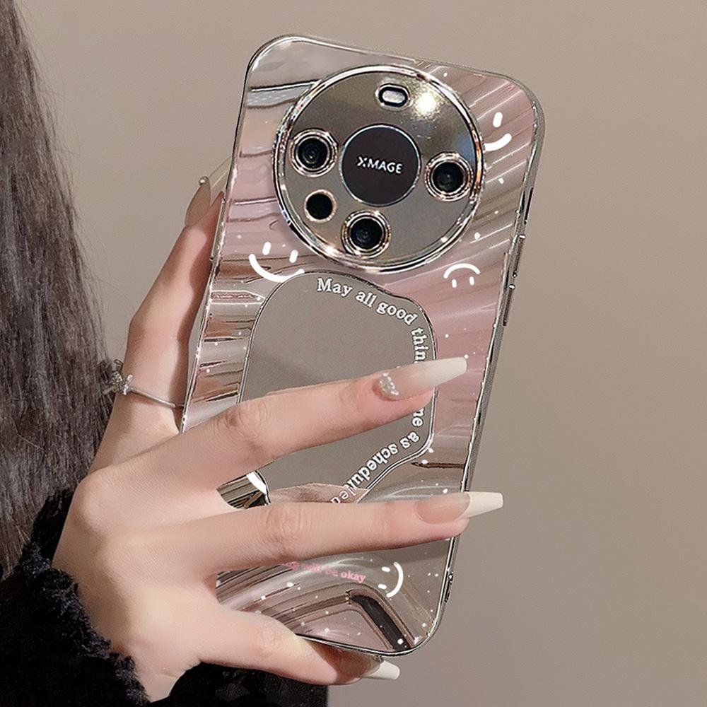 Mirror Phone Case for iPhone 16 11 13 14 for 16 Pro 12 13 15 16 Pro Max for Samsung A15 A16 A35 A55 Cute Cloud Flower Puppy Electroplated Phone Case