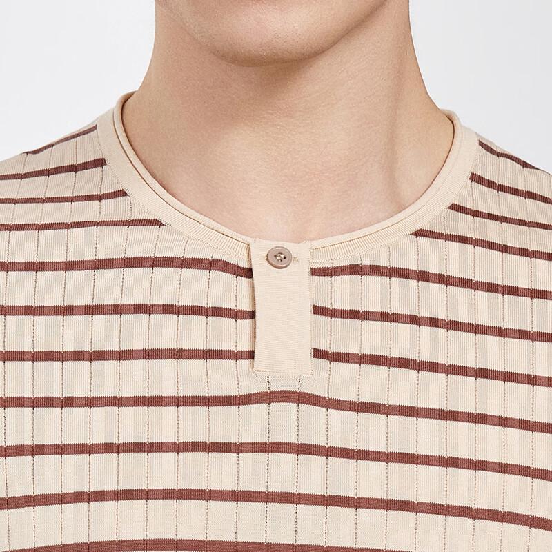 Men's Mulberry Silk & Lyocell Striped T-Shirt