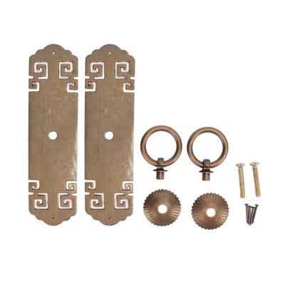 2set Chinese Brass Cabinet Handles Lucky Pattern Retro Vertical Antique Bronze Cabinet Strip Pull