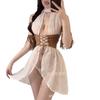 Sexy Retro Hollowed Out Deep V Waist Seal Strap Pendulum Perspective Pure Desire Exotic