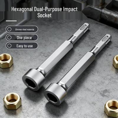 Hexagonal Impact Socket Dual-Use Hammer Head: Electric Pick Hammer, Impact Drill, Edge Hammer for Bolts, Square Head Drill Bit.