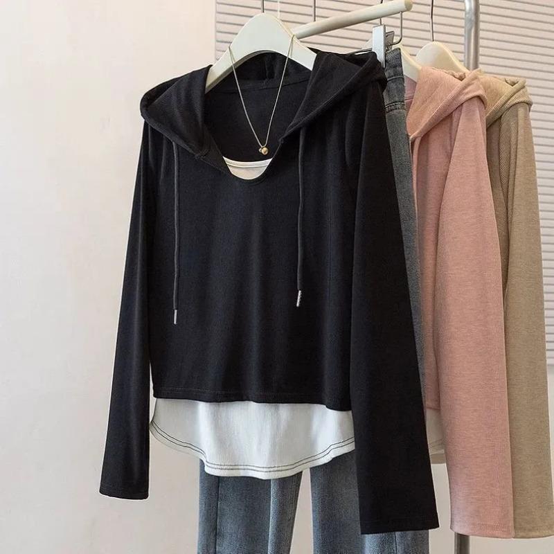 Толстовка для женщин Оверсайз С капюшоном Однотонная Утепленная Свободная V-образный вырез Повседневная Пуловер Длинный рукав Зимняя Толстовка Топ XXXXL чёрный