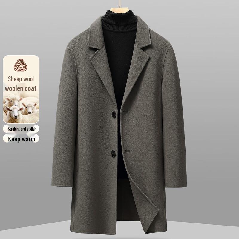 SNOWFLYING Men s Double-Sided Wool Blend Mid-Length Overcoat L