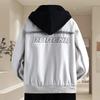 Spring New Denim Jacket for Men Loose Hooded Embroidery Fake Two-piece Teenager Handsome Jacket