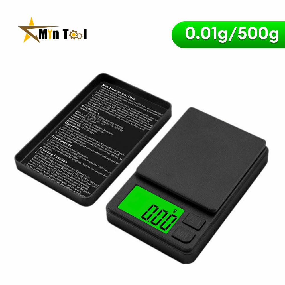 500g*0.01g Accurate Electronic Jewelry Gram Scale Precision Scale Portable Calibration Function Ultra-clear Display Kitchen Tool