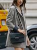 Yina Yina New York Madison Classic Flap Leather Shoulder Bag Black
