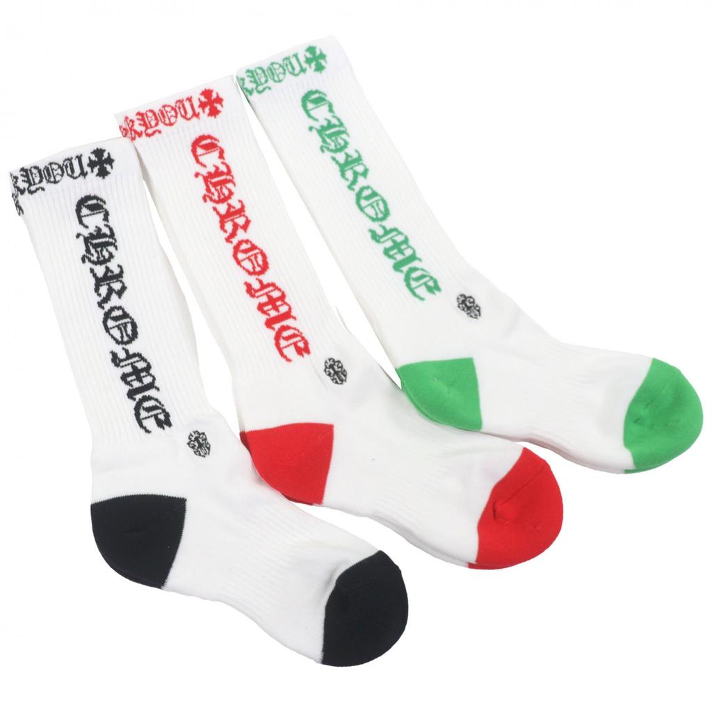 Makelloses CHROME HEARTS SOCKS-U-SPORT Dagger Bestickt 3-Paar-Set weiß Herren S Gebraucht