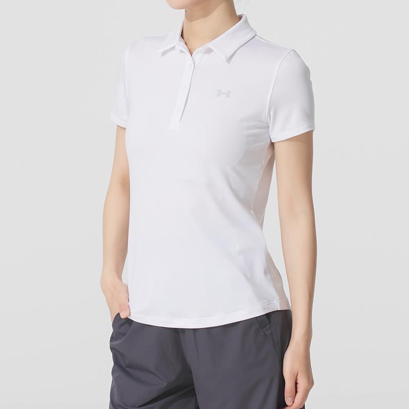 Under Armour Quick-Dry Breathable Running Crew Neck Sports Polo Shirt Women tops 1390369-100