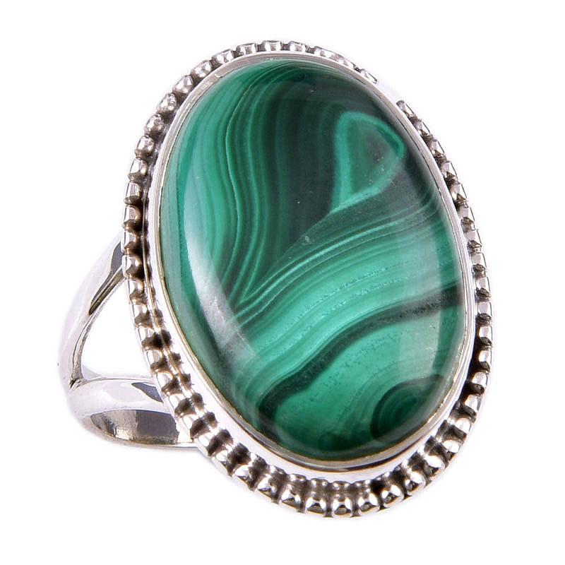 Natural Malachite Gemstone 925 Solid Sterling Silver Jewelry Ring Size 6.5 M7a66