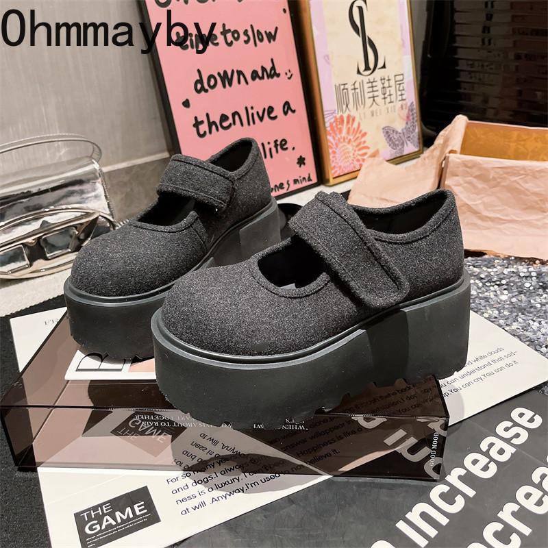 Vintage Platform Flats Women Mary Jane Shoes Fashion JK Height Increase Shoes  Spring Elegant Shoes