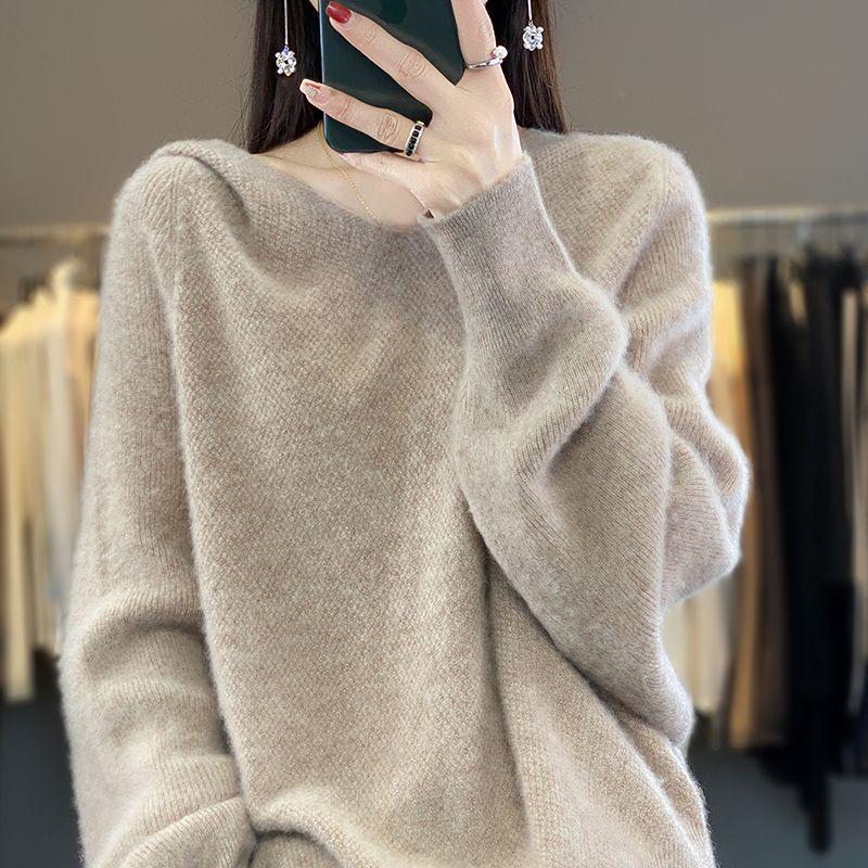 Women's Soft V-neck Sweater - 2026 Autumn/Winter Loose Knit Long Sleeve Pullover Top