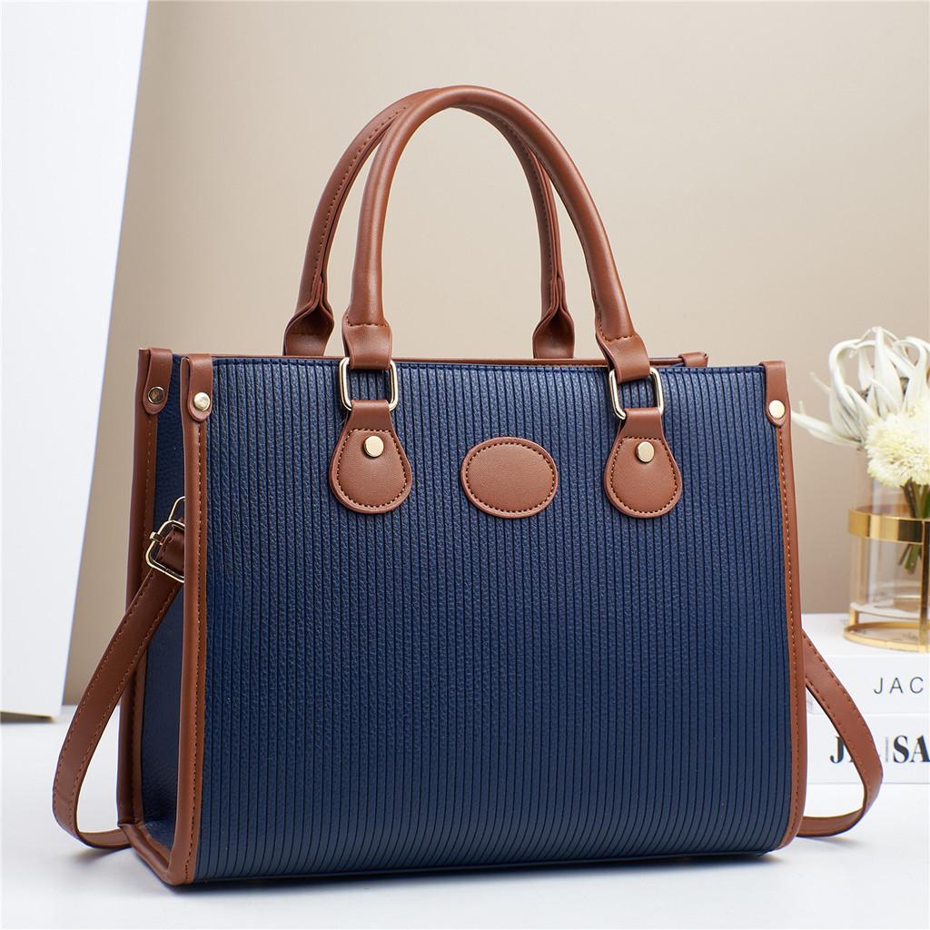 Contemporary Block Color Hand Tote Bag Offering Durable Pu Material Style And