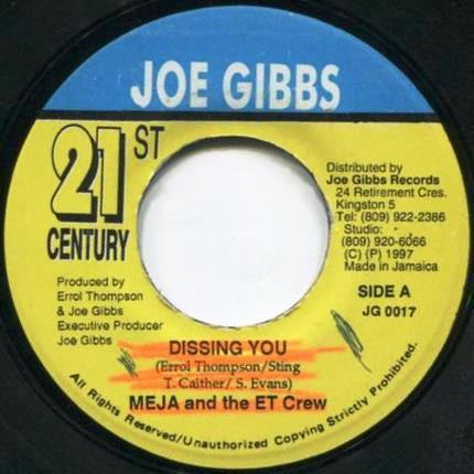7inch Record MEJA THE ET CREW Dissing You JG0017 Joe Gibbs 21st 1997 Jamaica Reggae Ska Dub Used