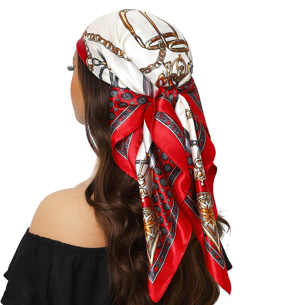 Europe America Kerchief Four Seasons Popular Silk Scarves Luxury Style Sunscreen Square Shawls New Fashion 90X90CM Headcloth