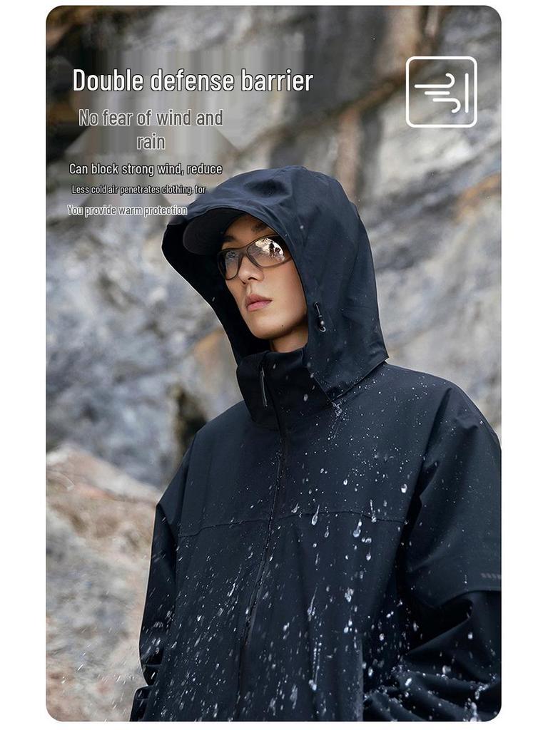 Men's Windproof Three-in-One Fleece Ski Jacket - Wear-Resistant, Heat-Sealed Winter Outerwear