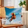Snowboarding Sport Funny Pillow Case Antidustmite Pillowcase Invisible Zipper Silky Short Plush Sofa Cushion Cover