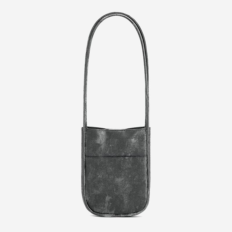 Chinese Silk Cowhide Mini Handbag Retro Small Shoulder Bag High-end Vertical Armpit Bag