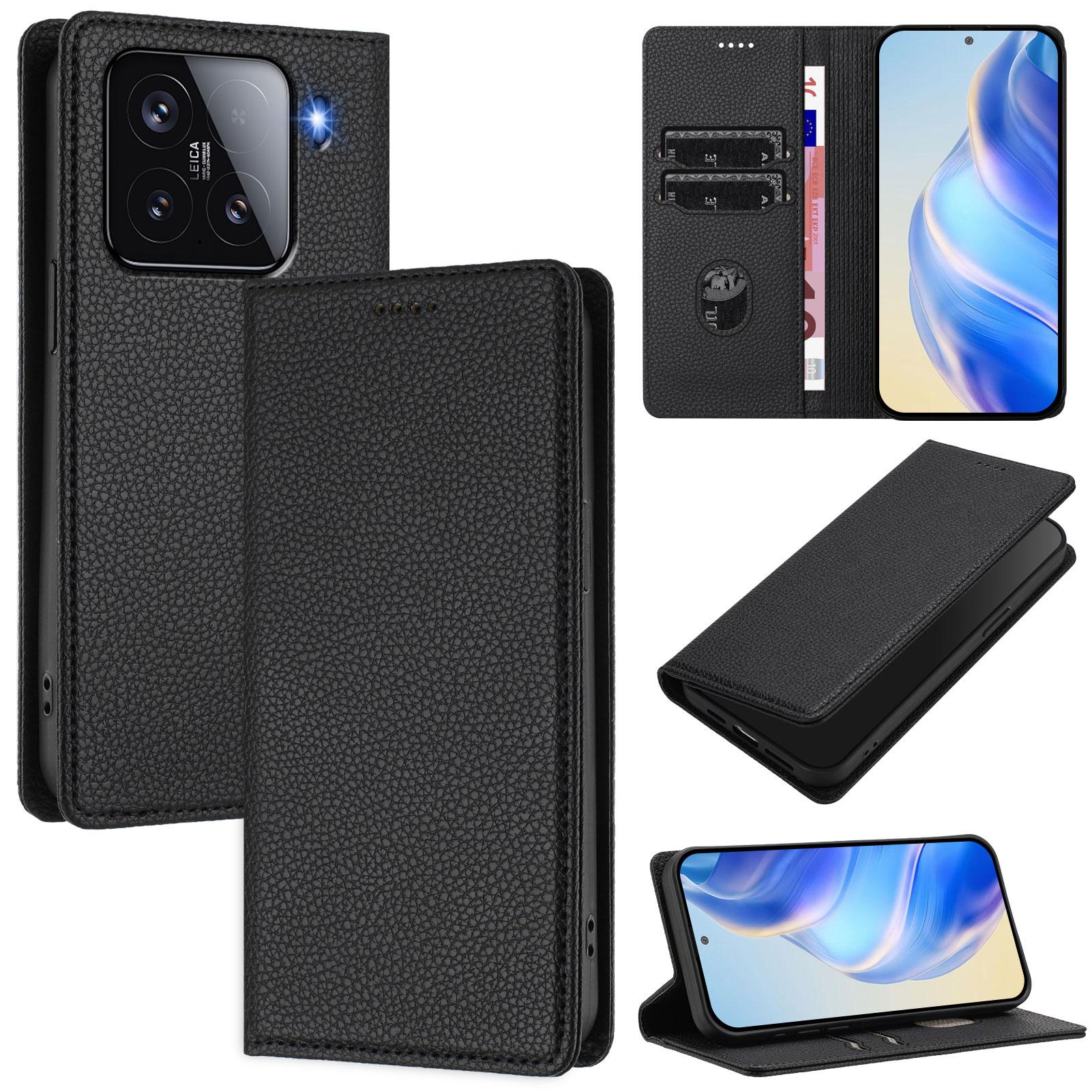 

For Xiaomi 15 Wallet Case RFID Blocking Litchi Texture Leather Mobile Cover Black