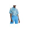 Nike Floral Print Collar Short Sleeve Polo Shirt Women Tops Blue DH2479-469