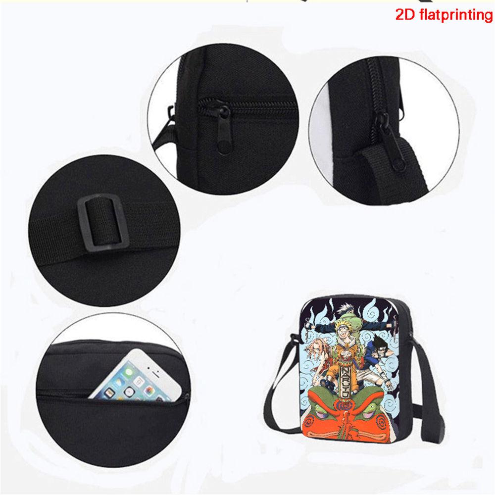 3Pcs Set School Backpack with Front Pocket, Crossbody Bag & Pencil Bag, Cartoon NARUTO, Lightweight for Boys & Girls Ages 6-10