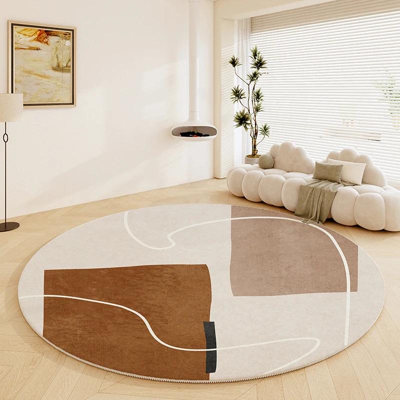 ~O~Nordic Abstract Round Rug – Fluffy Soft Thick Non-Slip Mat for Bedroom & Living Room Décor