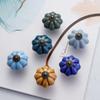 Pumpkin Shape Cabinet Door Knobs Floral Pattern Ceramic Cabinet Knobs  Cupboard Door