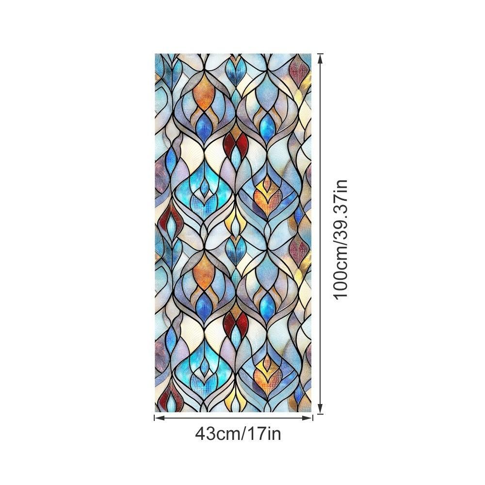 Static Cling Stained Glass Film Rainbow Pattern Static Cling Film  for Windows Doors Sidelight