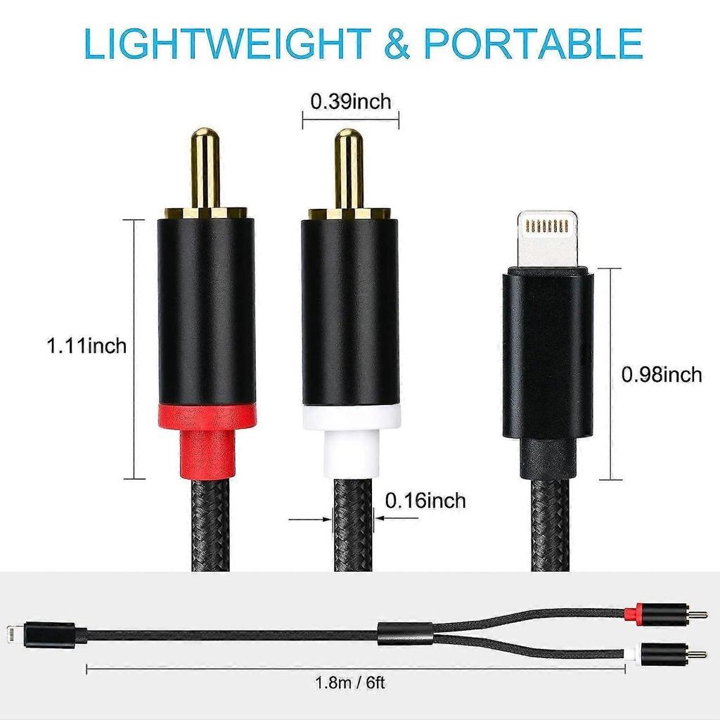 [Certificato Apple MFi] Cavo da Lightning a RCA Adattatore Audio Aux Splitter a Y 2 Maschi