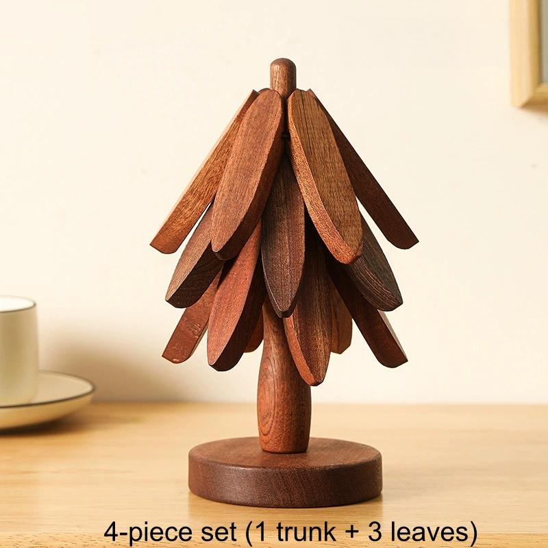 Heat Insulation Tree , Trivets for Hot Dishes, Hot Dish Coaster with Tree-Shaped Wood Collapsible Hot Pad Trivet Small Tree Placemat