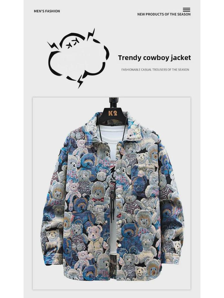 Ανδρικό Υπερμεγέθη Τζάκετ Ντένιμ με Μανίκια Τρία Τέταρτα - Χαλαρή Γραμμή, Μοντέρνο & Ανθεκτικό Ζακάρ Σχέδιο.