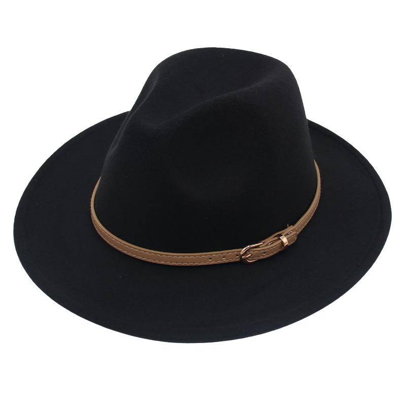 Fedora Spring And Summer Small Belt Felt Hat Percussion Performance Jazz Hat Woolen Top Hat Big Eaves Hat