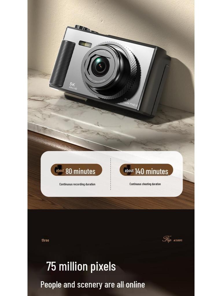 5K Mirrorless Camera with Flip Screen for High-Definition Retro Photography - CCD Digital Camera for Students and Professionals