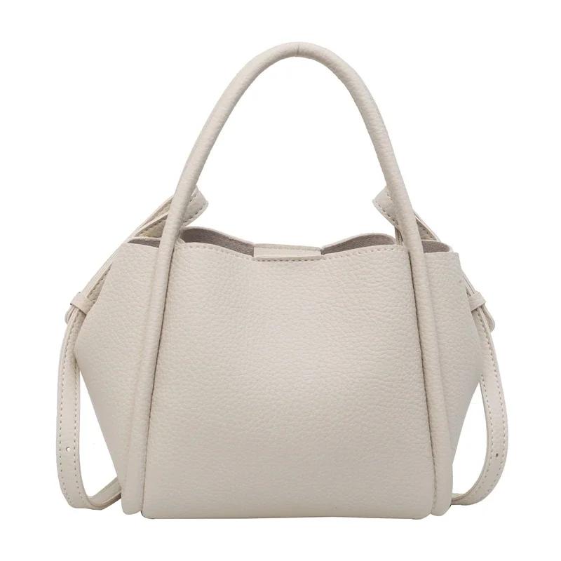 Taška z PU kůže se vzorem Litchi pro ženy Neformální taška Univerzální taška přes rameno Jednobarevná vysoce kvalitní móda