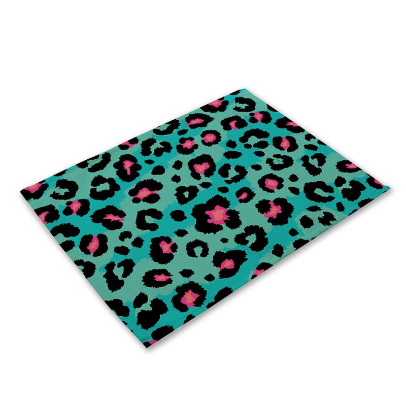 Anti-scalding Table Mats Leopard Print Linen Placemats For Kitchen Table Cup Coasters Placemat For Dining Table