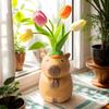 Cute Capybara Flower Vase Decorative Bouquet Flower Vases PVC Plant Pot Ornament For Shelf Garden Bedroom Living Room